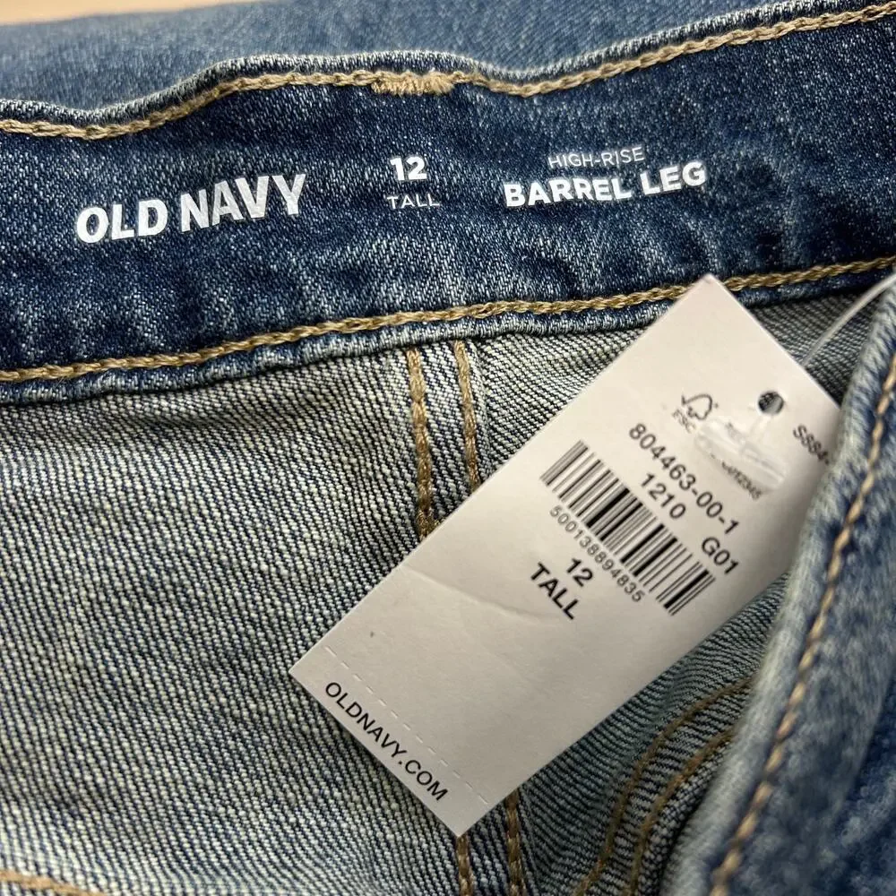 Old Navy High Waisted Barrel Ankle Jeans size 12 Tall NWT - Picture 6 of 7